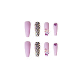 24pcs Rhinestone Decor Fake Nail & 1sheet Tape